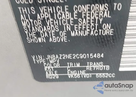 2012 Infiniti Qx56 from USA, damaged, VIN JN8AZ2NE2C9015484